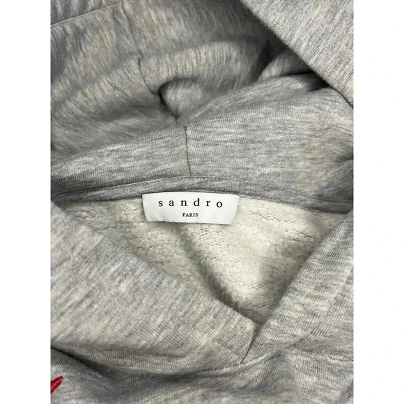 Sandro Paris Just Love U Hoodie Grey Size 2 - Picture 4 of 12